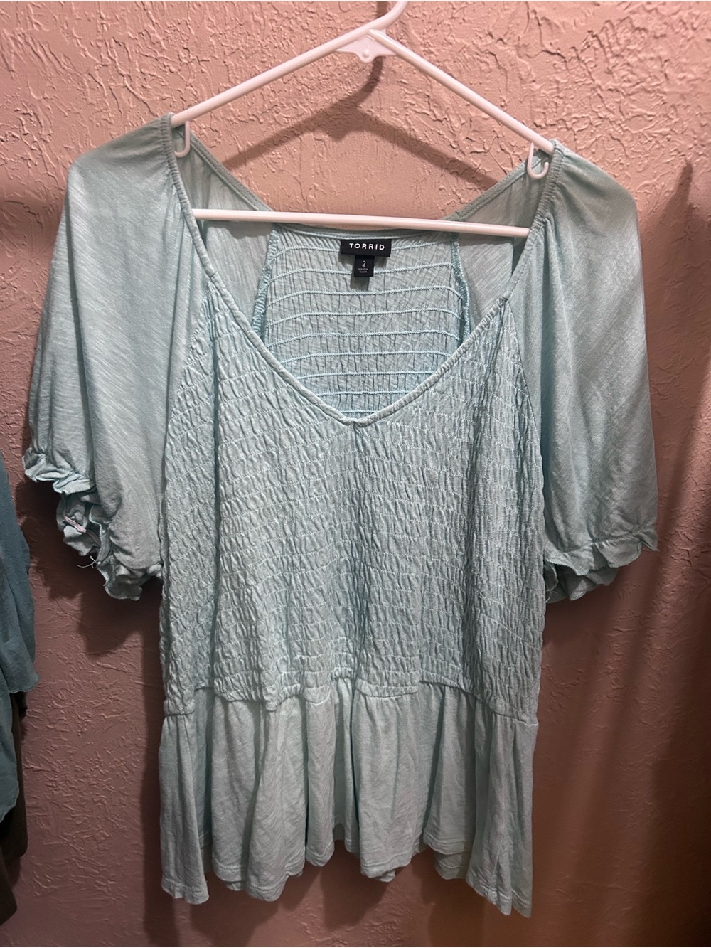 torrid Mint Smocked Peplum Blouse